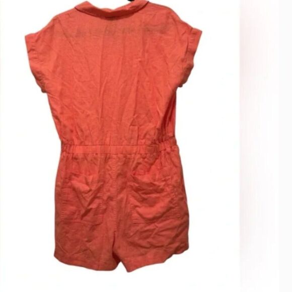 NWT Short Sleeve Linen Romper Coral Pink Women's 0 XS Shorts Universal Thread - Picture 10 of 11